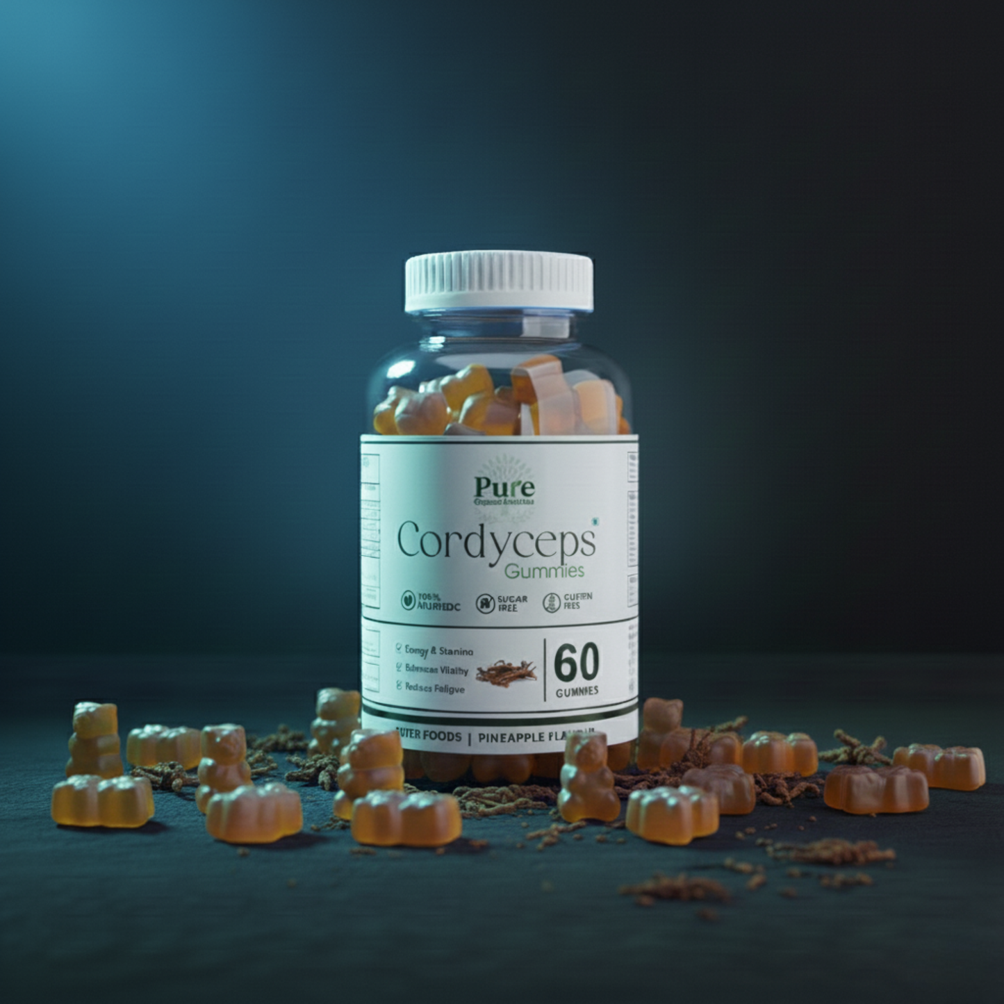 Pure Organics Australia Cordyceps Gummies | 60 Gummies | Energy & Stamina Support