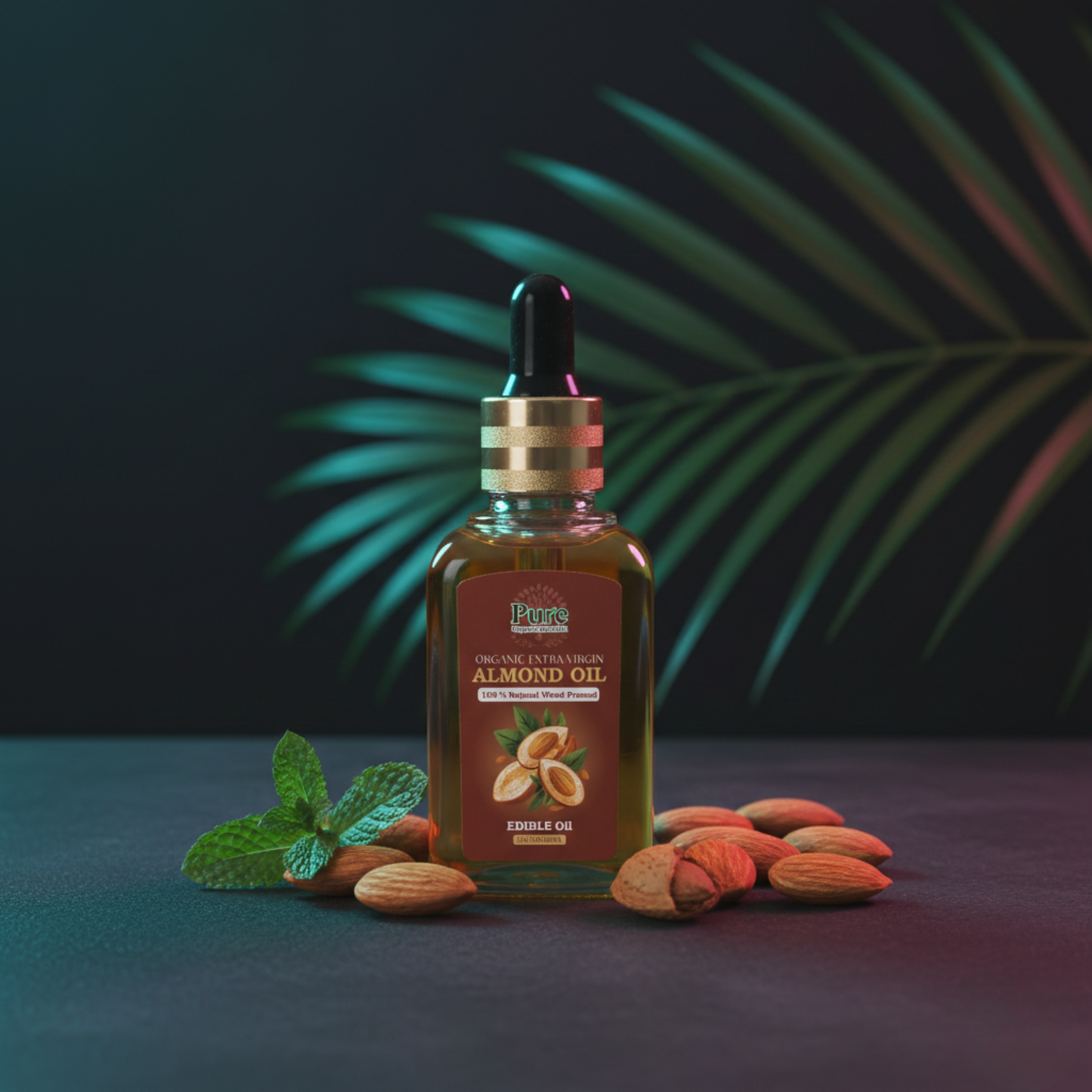 Pure Organics Australia Almond Oil 30ml – 100% Pure Sweet Almond Oil for Skin Care, Hair Care, Face Moisturiser & Massage – Cold Pressed Natural Oil